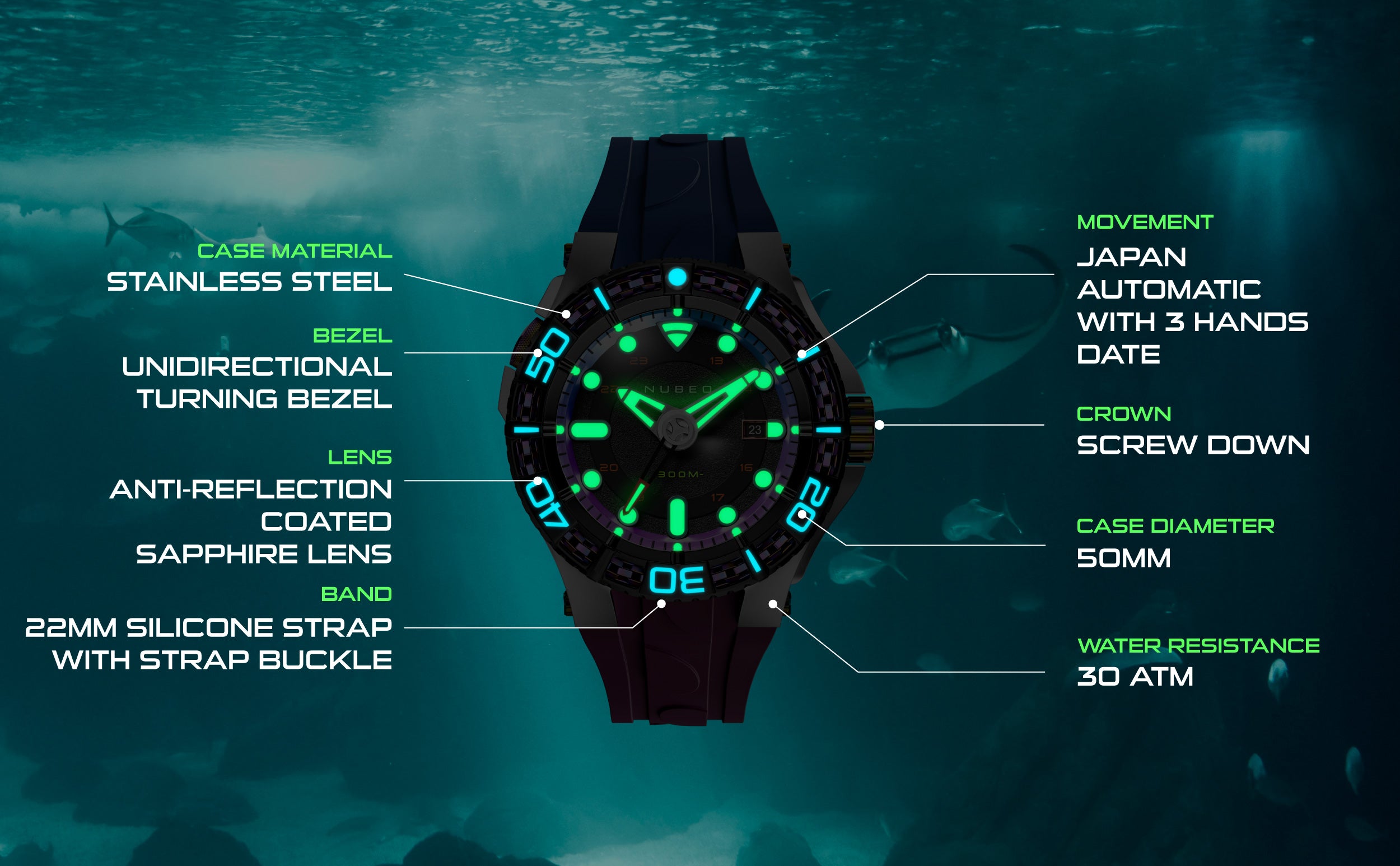 MANTA AUTOMATIC LIMITED EDITION NEW COLORS NB-6120 – Nubeo Watches