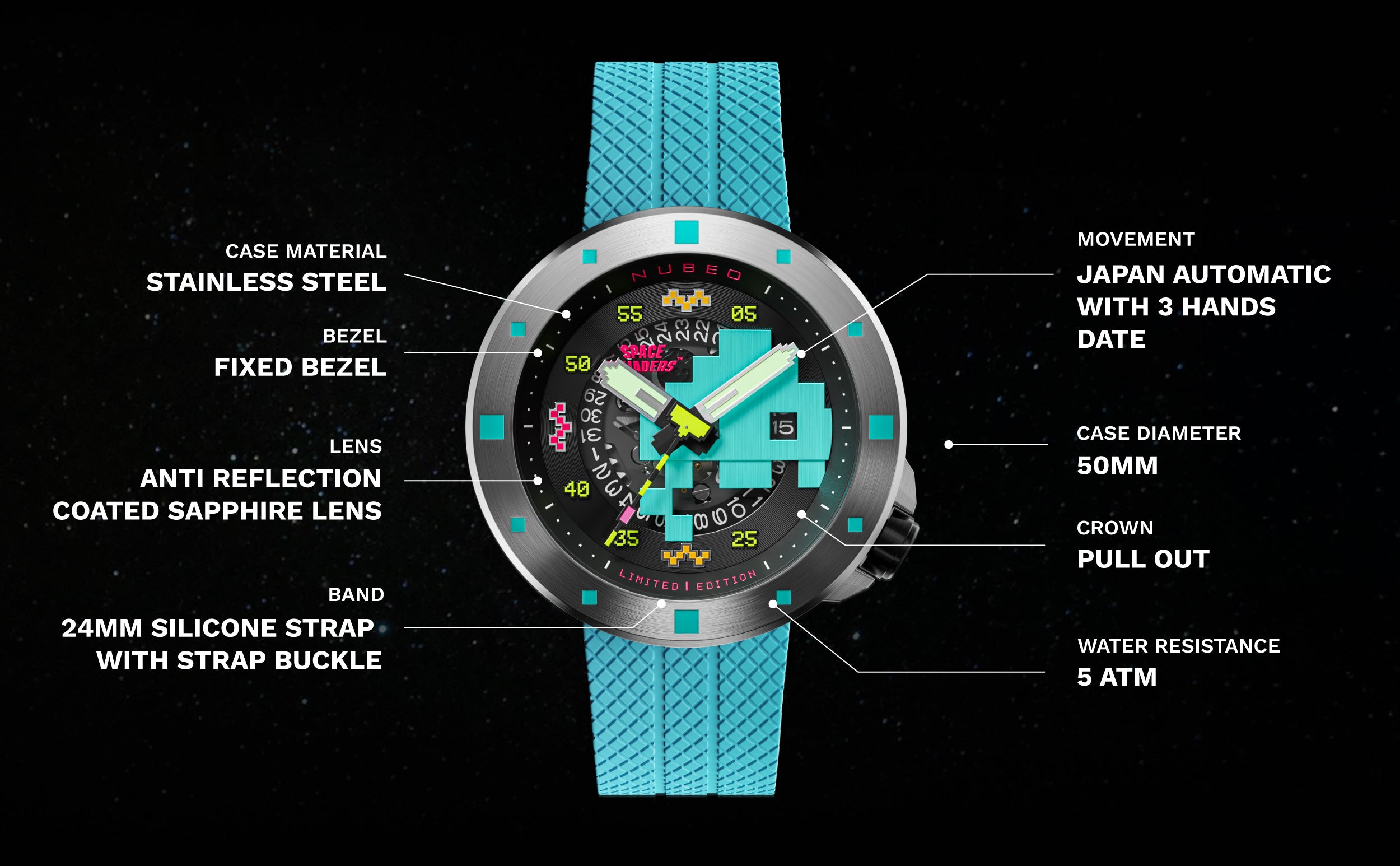 CASSINI AUTOMATIC SPACE INVADERS LIMITED EDITION NB-6103 – Nubeo