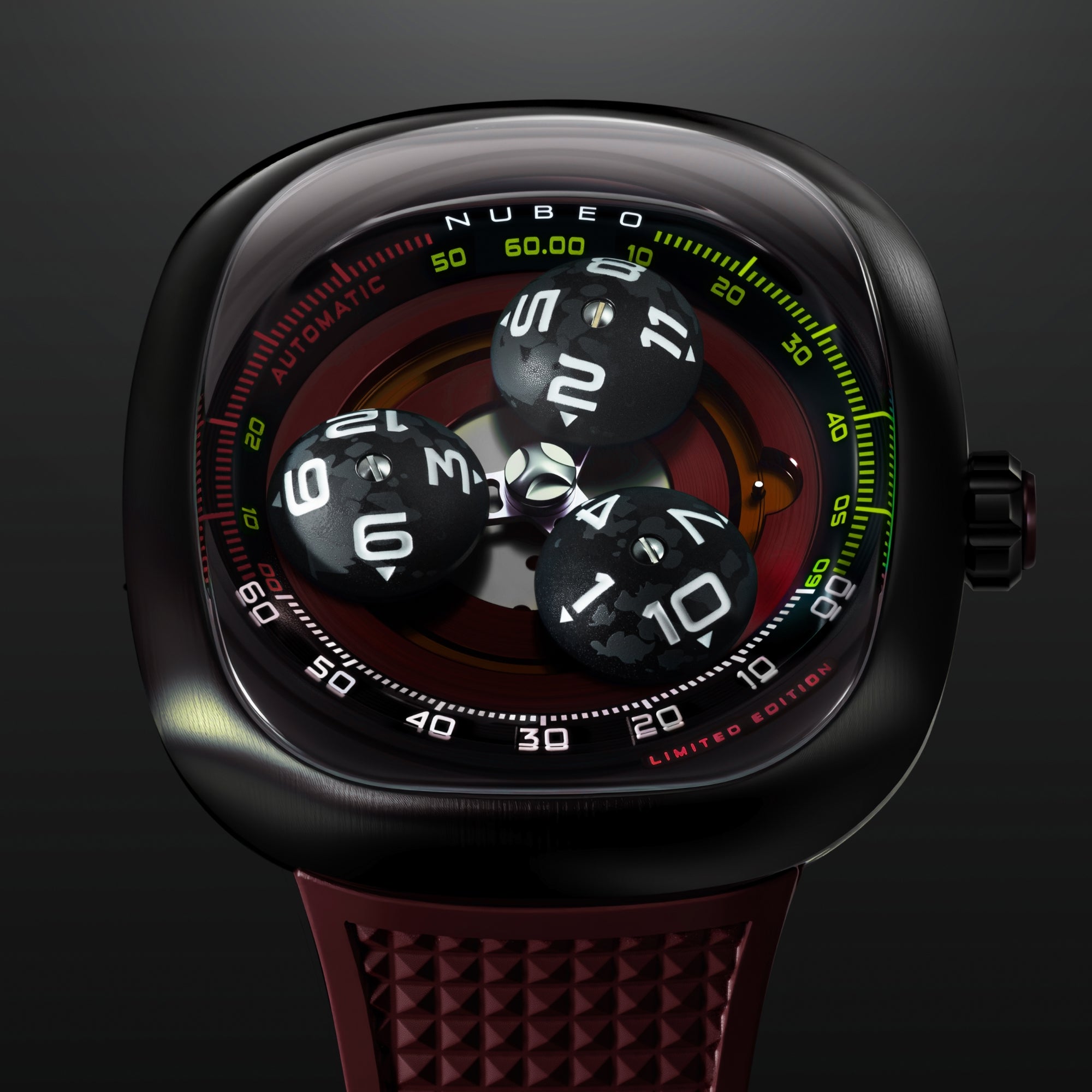 Rocket Red | Tri-star Orbit Automatic Limited Edition – Nubeo Watches