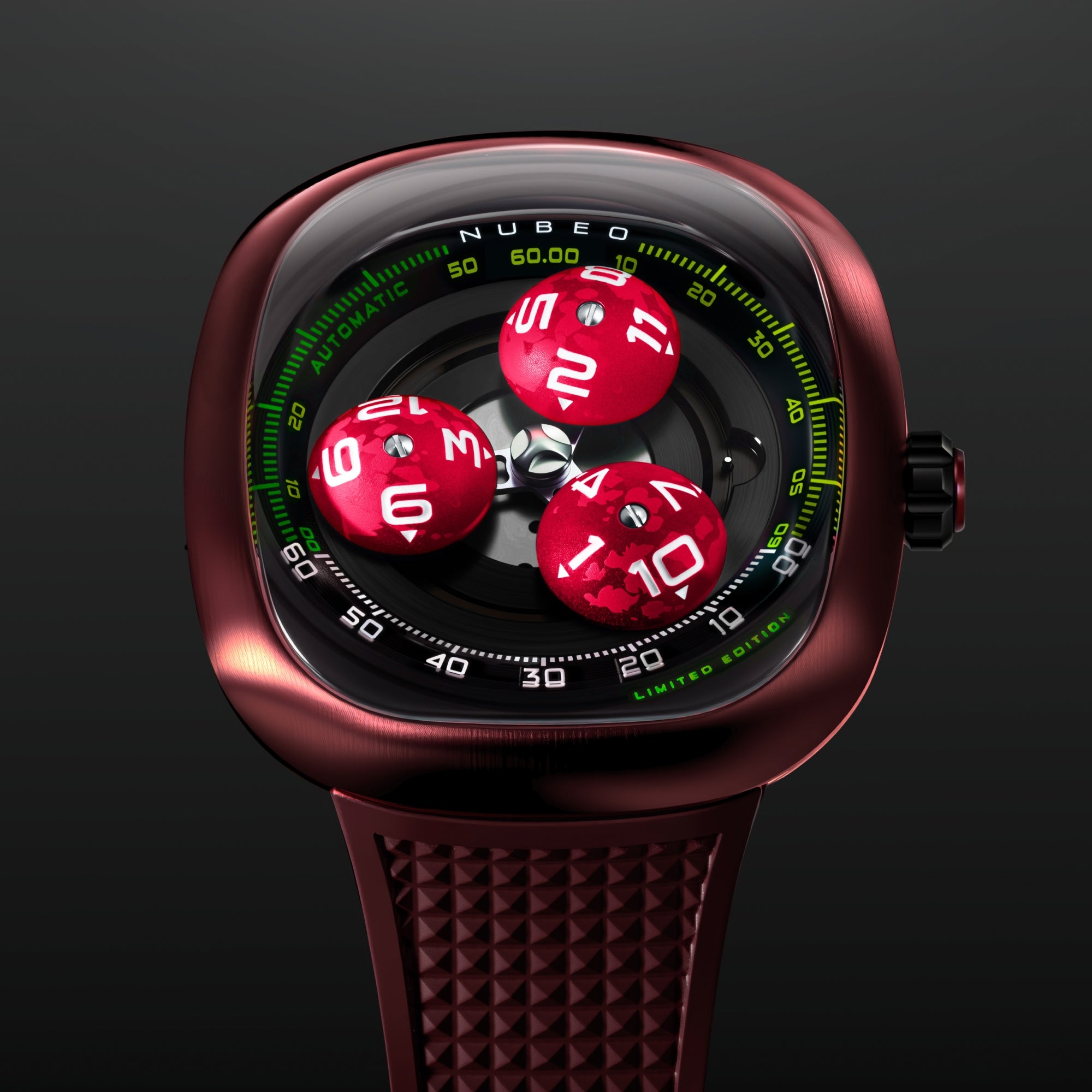Flame Red | Tri-star Orbit Automatic Limited Edition – Nubeo Watches