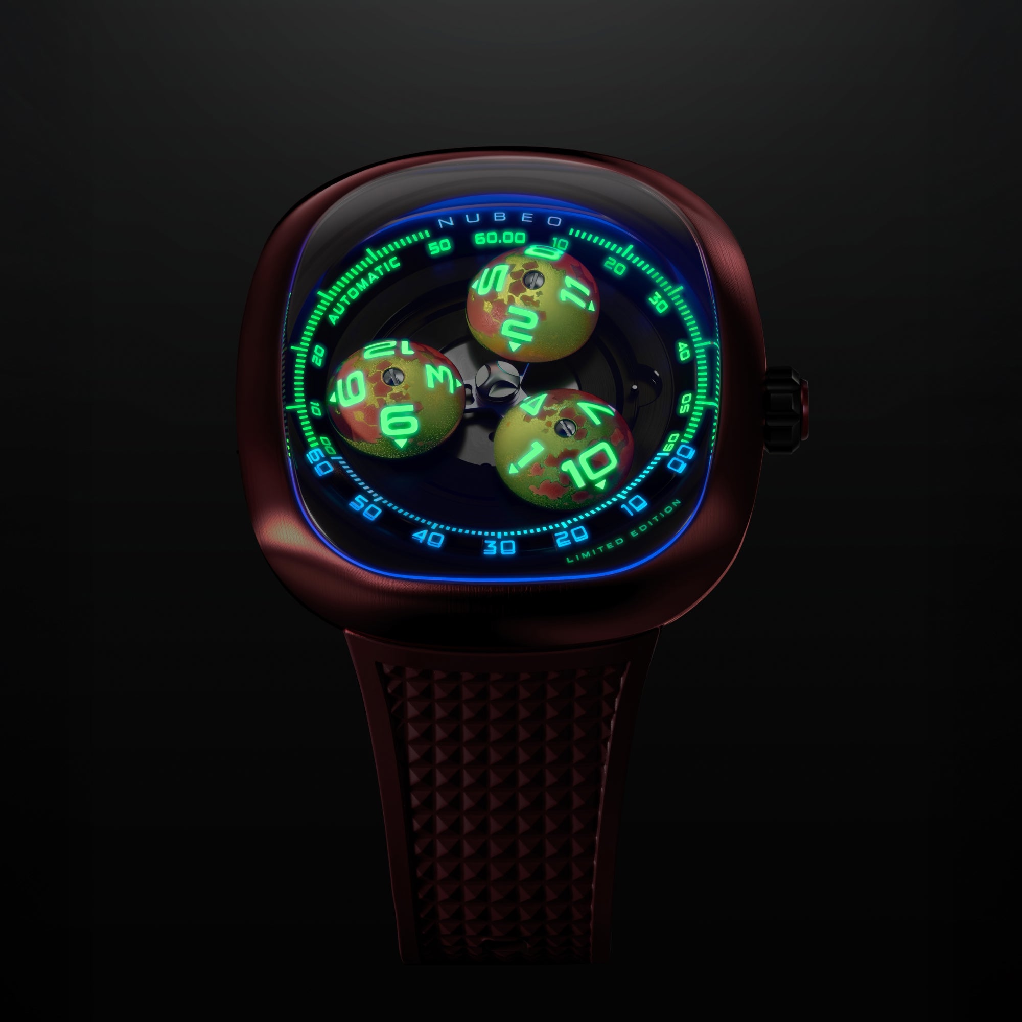 Flame Red | Tri-star Orbit Automatic Limited Edition – Nubeo Watches