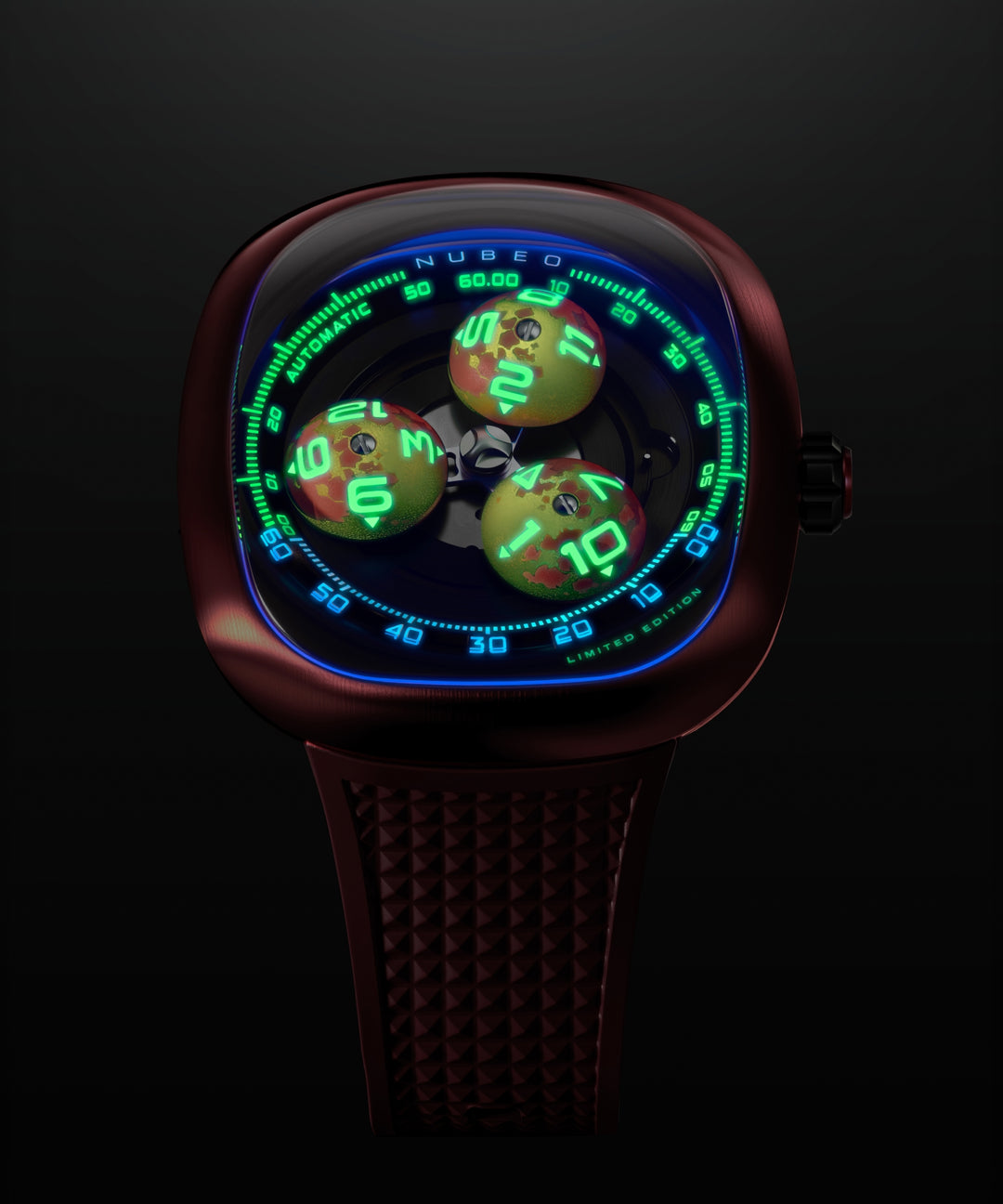 Flame Red | Tri-star Orbit Automatic Limited Edition – Nubeo Watches