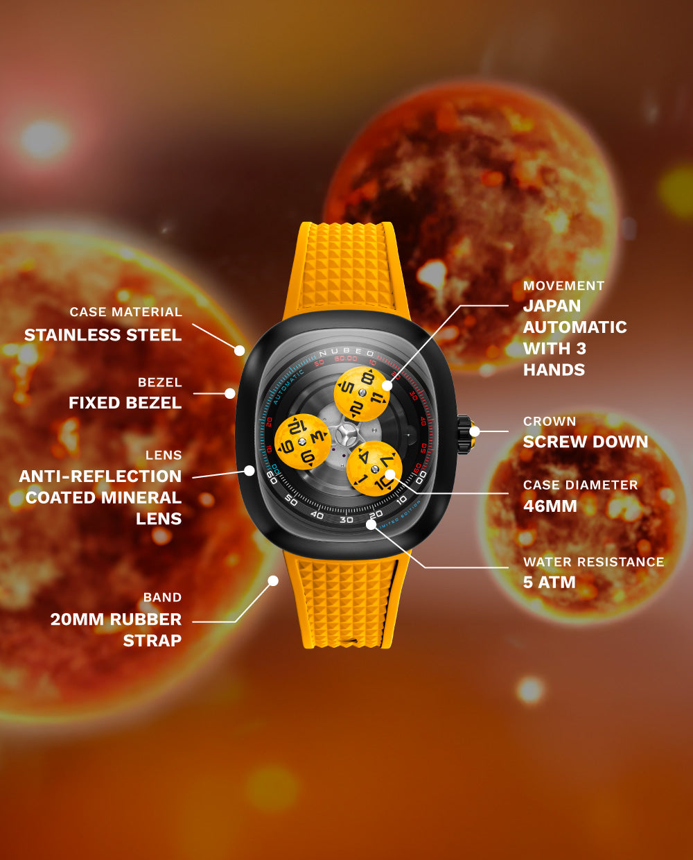 TRI-STAR ORBIT AUTOMATIC LIMITED EDITION NEW COLORS NB-6116